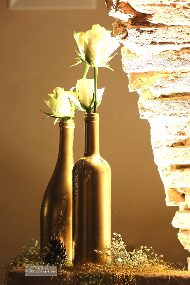 bottiglie oro decorative